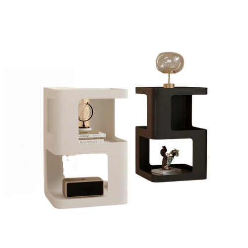Table d’Appoint Moderne, Design Créatif, 2 Niveaux de Rangement, Compacte et Polyvalente - NUMERA