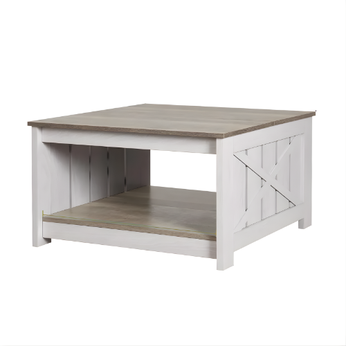 Table Basse, Élégance Rustique et Fonctionnelle en Bois Gris Lavé - CARVER