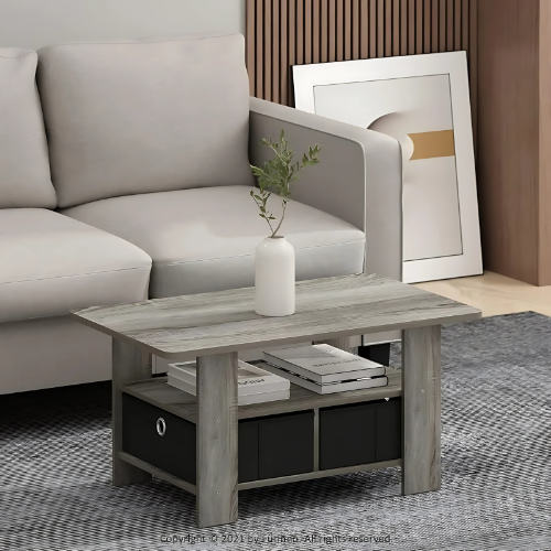 Table Basse Rectangulaire Compacte en Bois d’Ingénierie avec Rangement Intégré - MODULORA