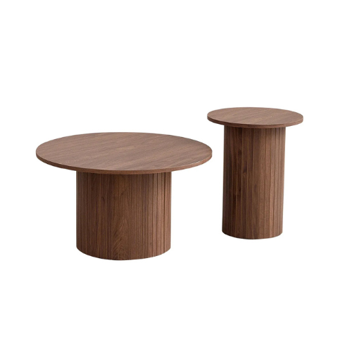 Set de Tables Basses Rondes Scandinaves Bois, Style Nordique Minimaliste - ZENITH DUO