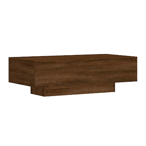 Table basse contemporaine en bois brun chêne avec base socle - CASSIA