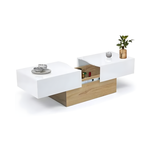 Table basse moderne, Élégance bicolore & espace de rangement intégré - NEVA