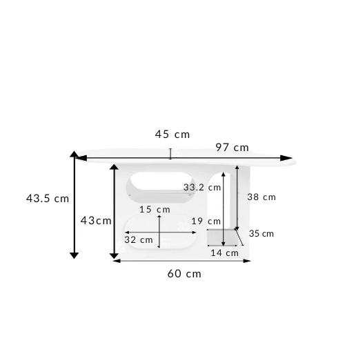 Table Basse Design Blanche avec Étagères Arrondies et Plateau Sculpté – LUNOVA