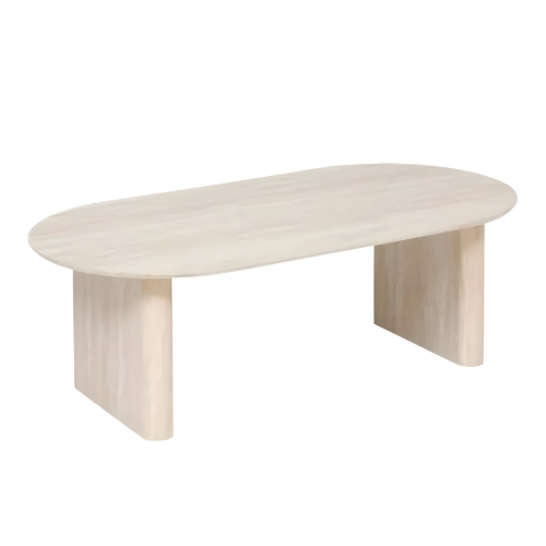 Table basse ovale design Scandinave en bois clair - SOVANA