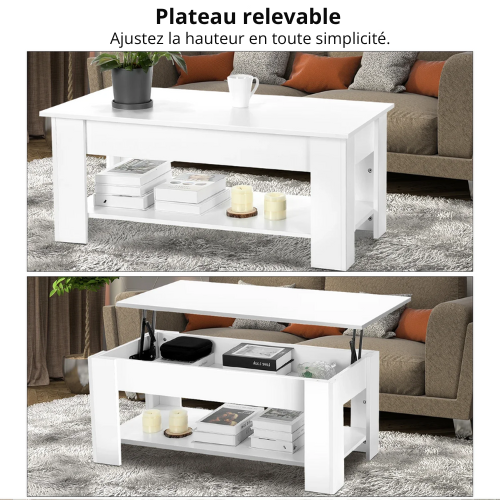 Table basse relevable multi‑usage 3‑en‑1 pour votre salon - MOBELLA