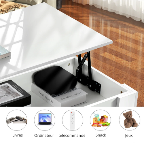 Table basse relevable multi‑usage 3‑en‑1 pour votre salon - MOBELLA