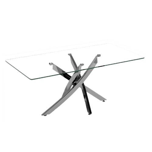 Table Basse en Verre Trempé et Métal Chromé au Design Moderne - TAVOLA LUCENTE