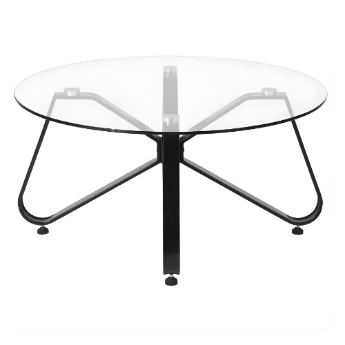 Table Basse, Élégance Minimaliste en Verre Trempé et Métal Noir - RONDA