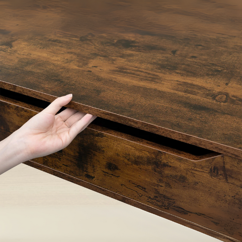 Table Basse Relevable avec Rangement Caché, Bois Vintage & Pieds Métal, Hauteur Ajustable - ARCANA