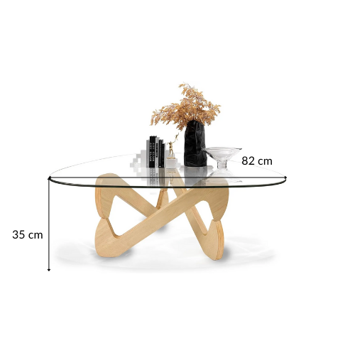 Table Basse Triangulaire en Verre Trempé et Bois Massif, Design Mid-Century - ARTÉVA