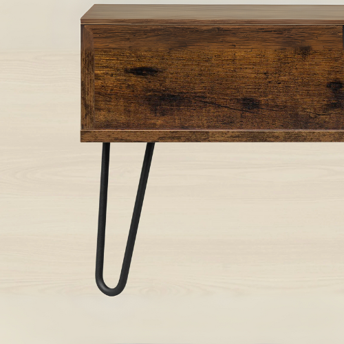 Table Basse Relevable avec Rangement Caché, Bois Vintage & Pieds Métal, Hauteur Ajustable - ARCANA