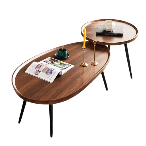 Set de Tables Gigognes Modernes en Bois Noyer et Métal – ARCA DUO