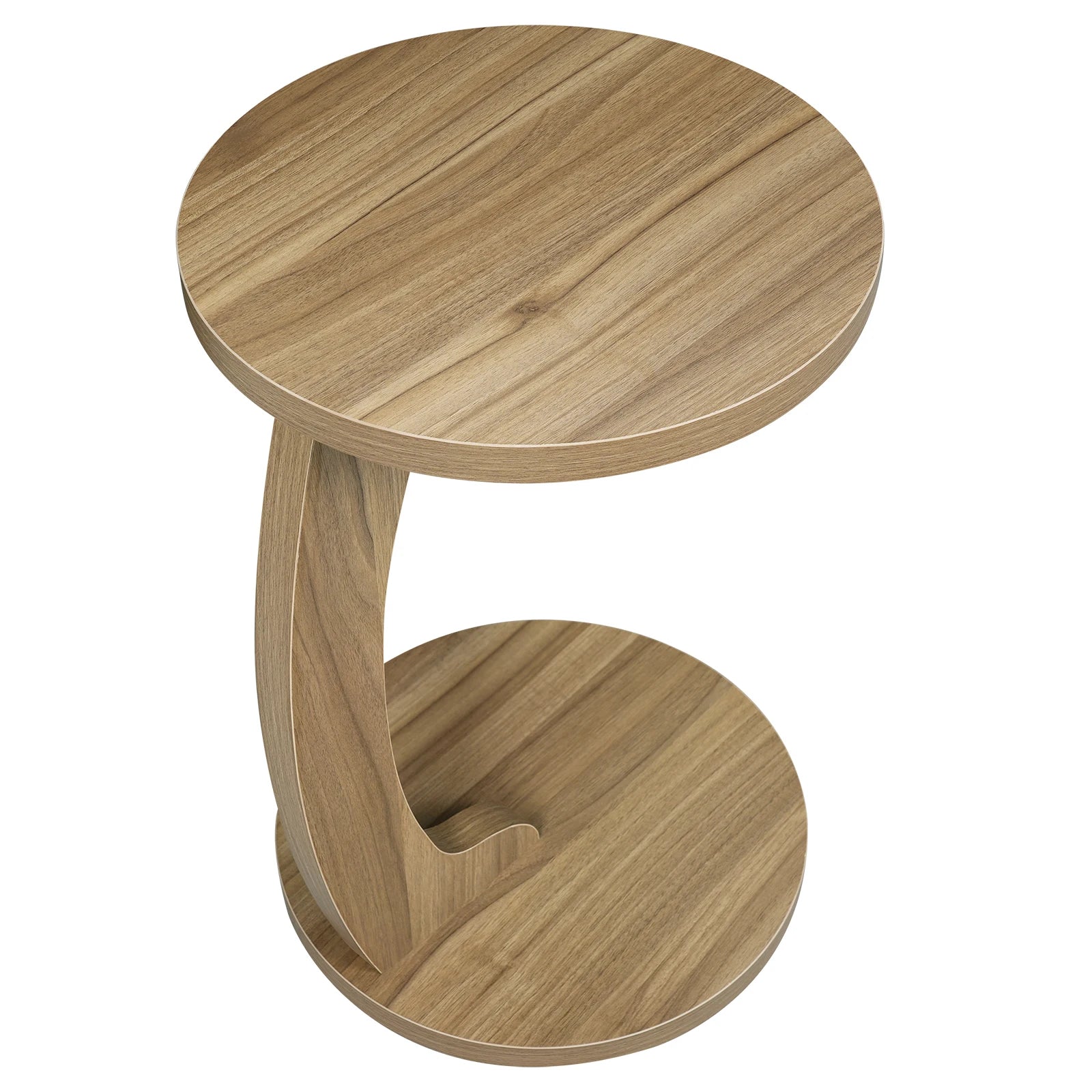 Table d’Appoint en Forme de C, Bout de Canapé Moderne, Bois et Métal, Gain de Place - ARCOVA