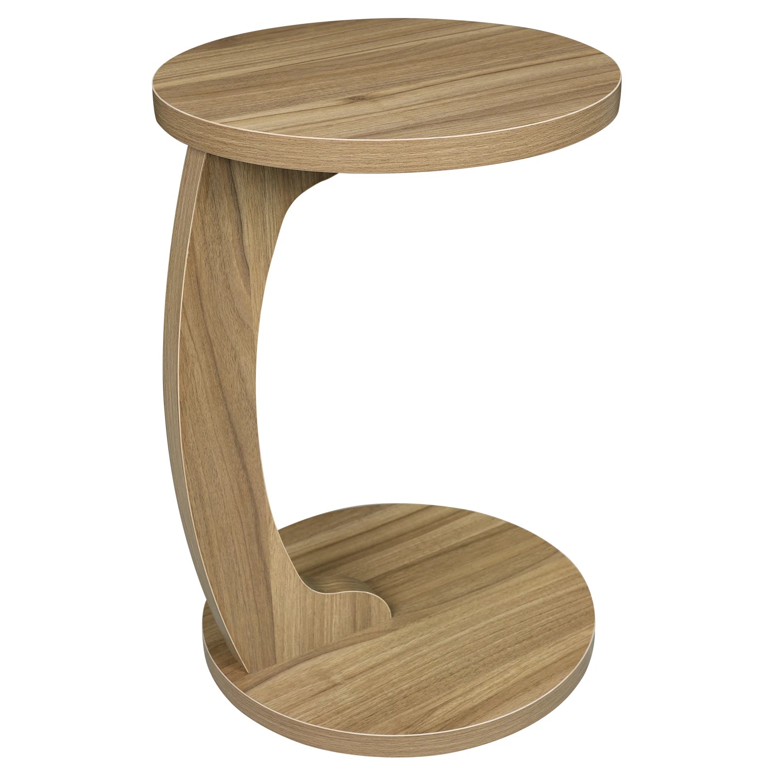 Table d’Appoint en Forme de C, Bout de Canapé Moderne, Bois et Métal, Gain de Place - ARCOVA