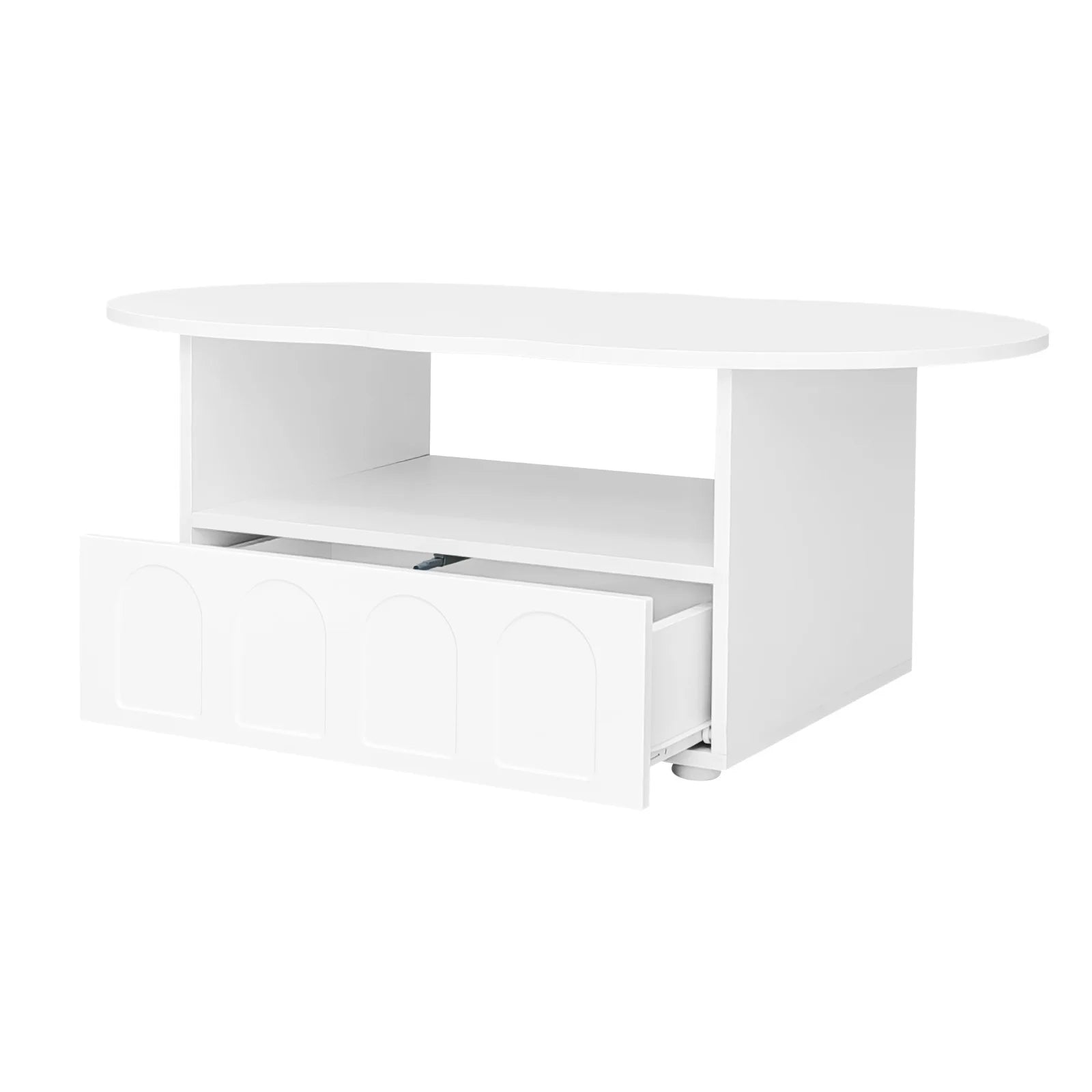 Table Basse Design Nuage Blanc avec Tiroir & Compartiment, Élégance Moderne et Fonctionnelle - NUVOLA