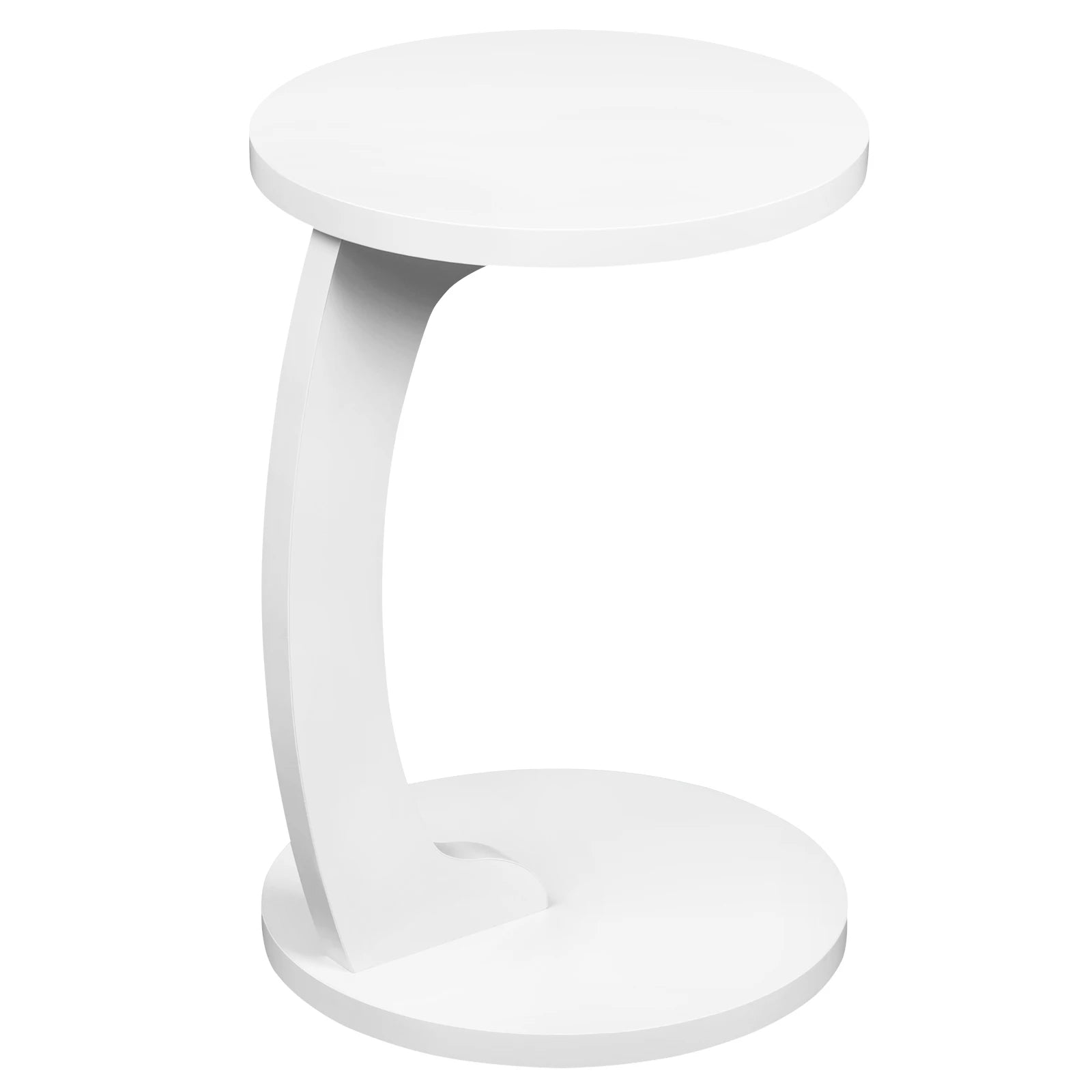 Table d’Appoint en Forme de C, Bout de Canapé Moderne, Bois et Métal, Gain de Place - ARCOVA