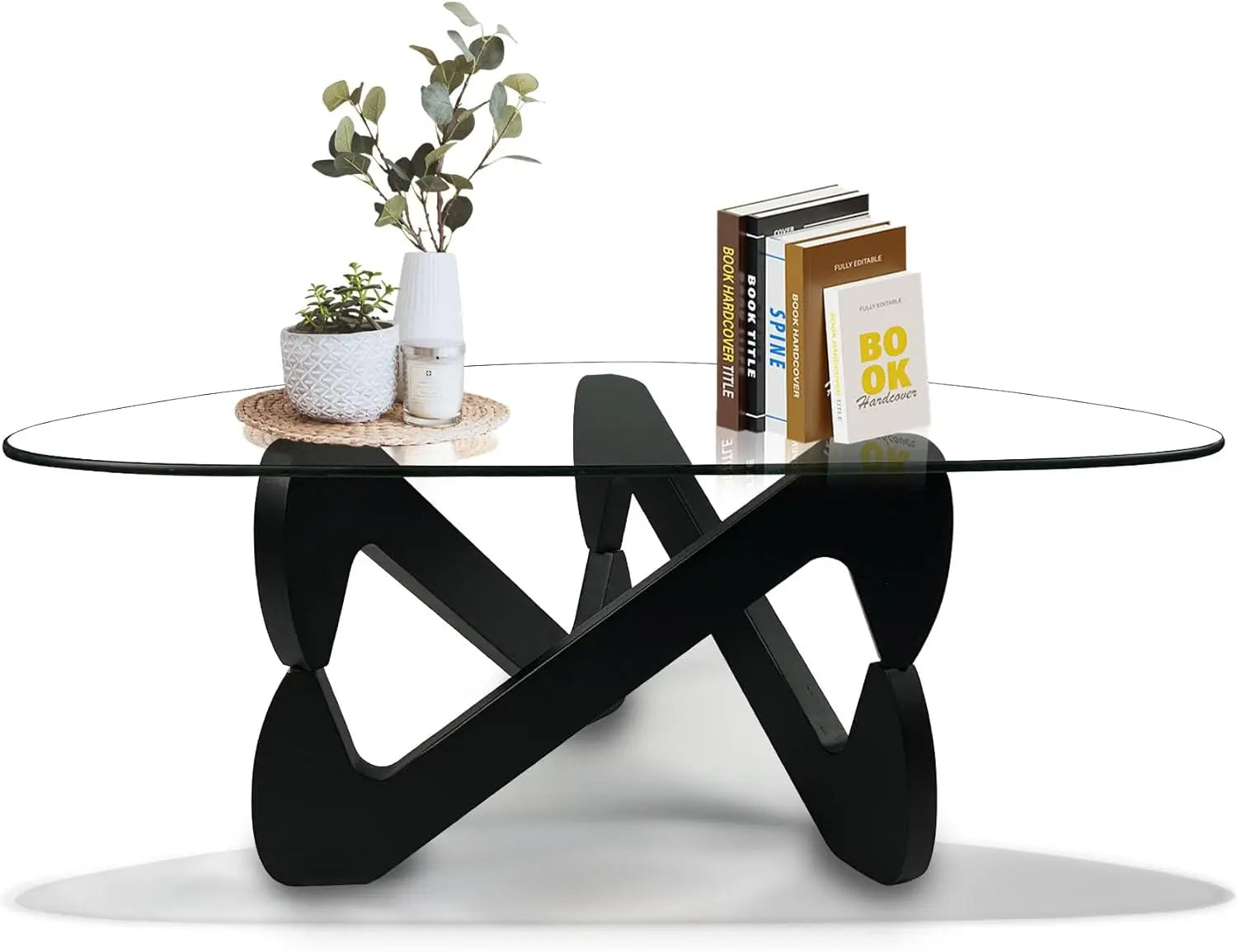 Table Basse Triangulaire en Verre Trempé et Bois Massif, Design Mid-Century - ARTÉVA