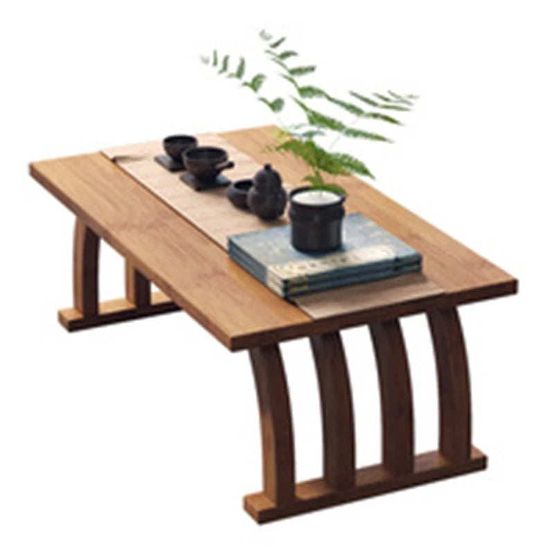 Table Basse Japonaise en Bois Massif Courbé, Style Arc Traditionnel - ZENNO