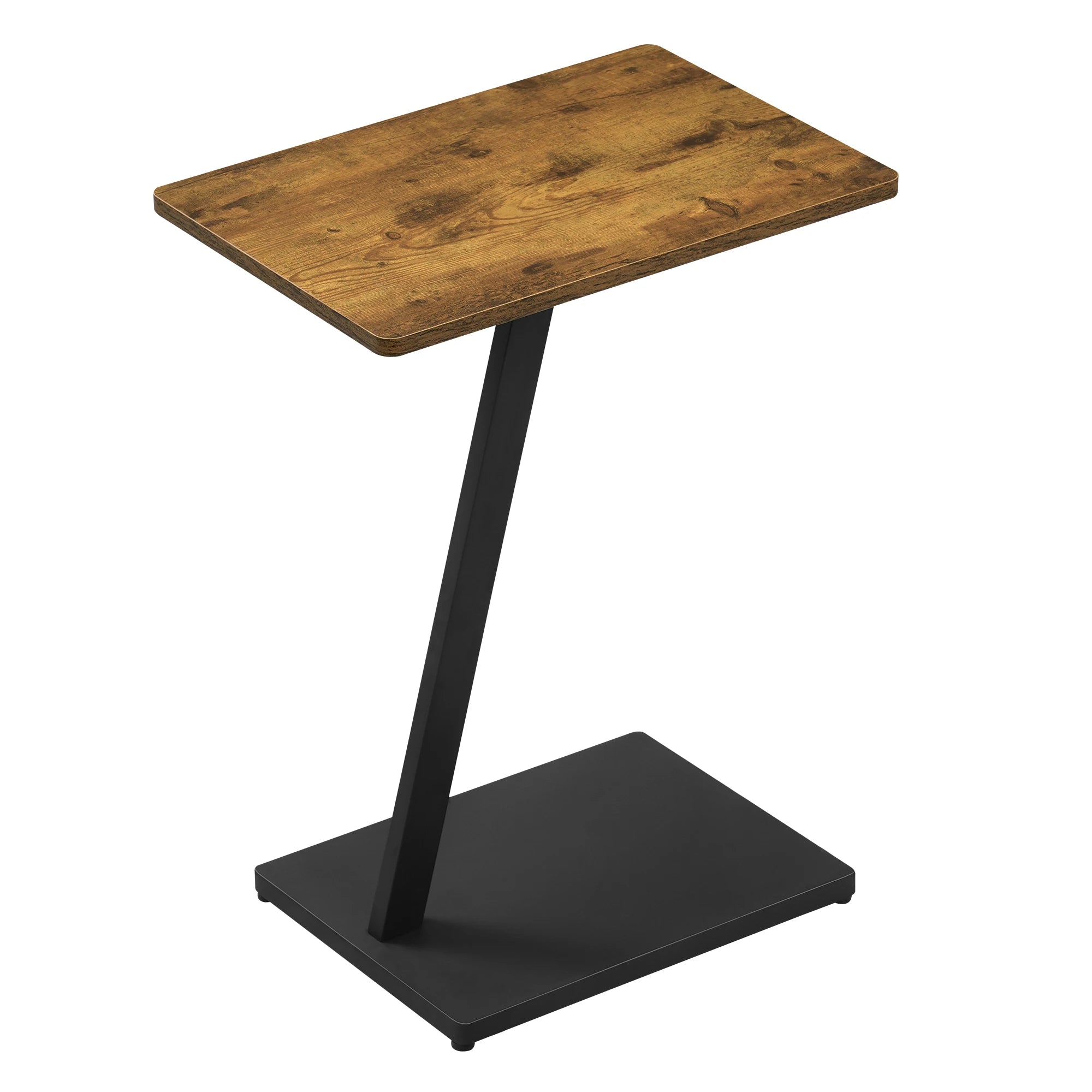 Table d’Appoint en Forme de C, Bois Vintage & Métal Noir, Design Gain de Place - EDGIO
