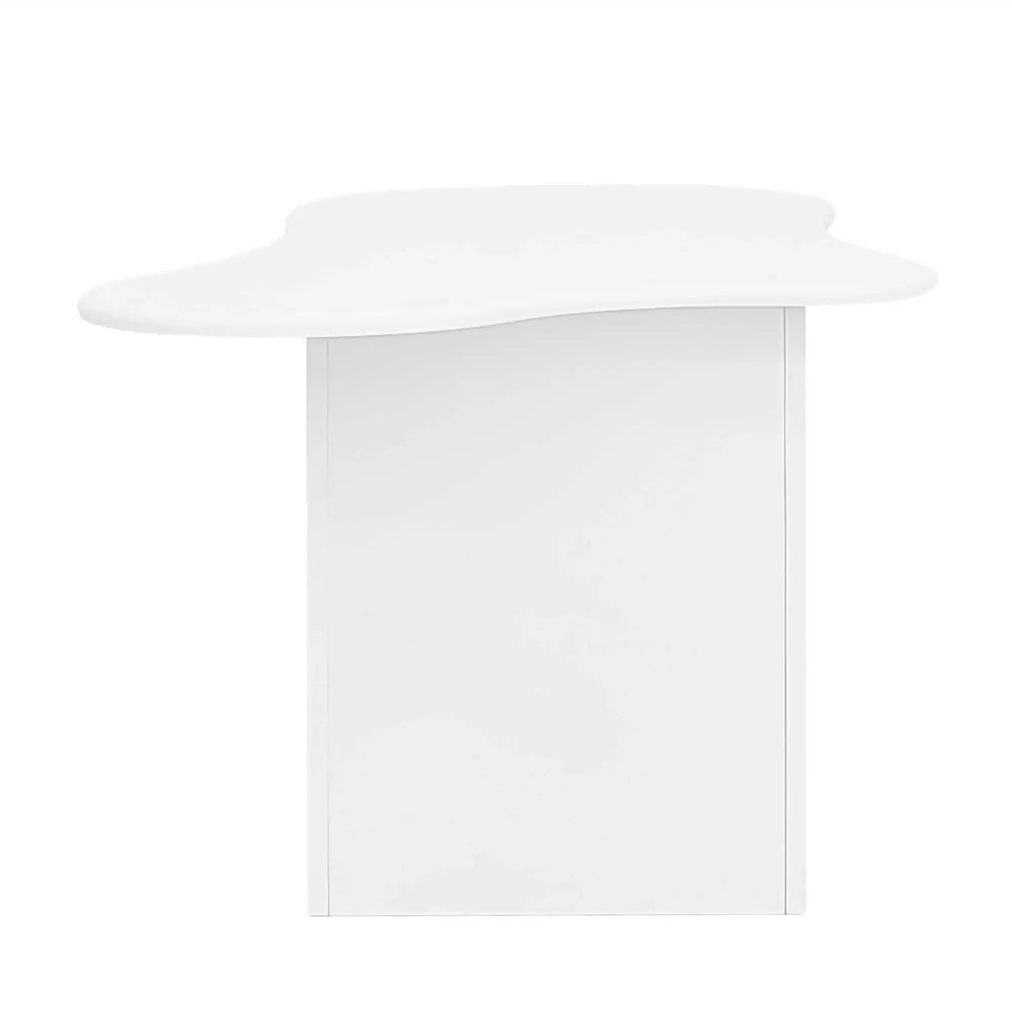 Table Basse Design Blanche avec Étagères Arrondies et Plateau Sculpté – LUNOVA